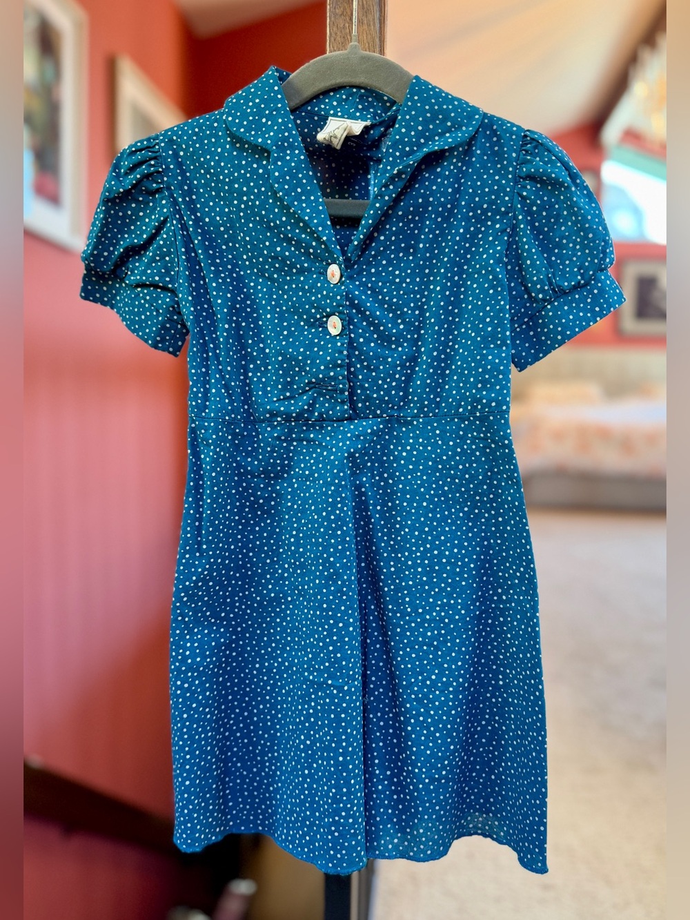 Blue Polka Dot Casual Girls' Dress~ Sz 3
